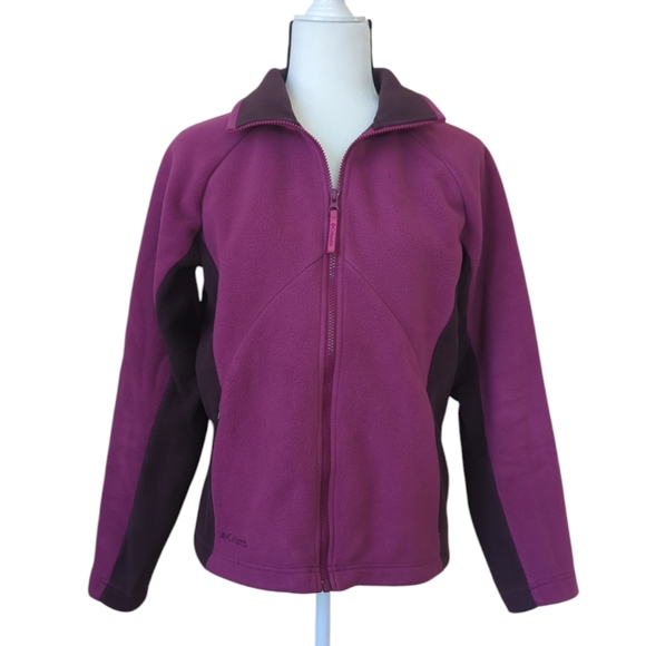Columbia Fleece Zip Up Color Block Jacket MEDIUM Brown Mauve - Picture 4 of 16